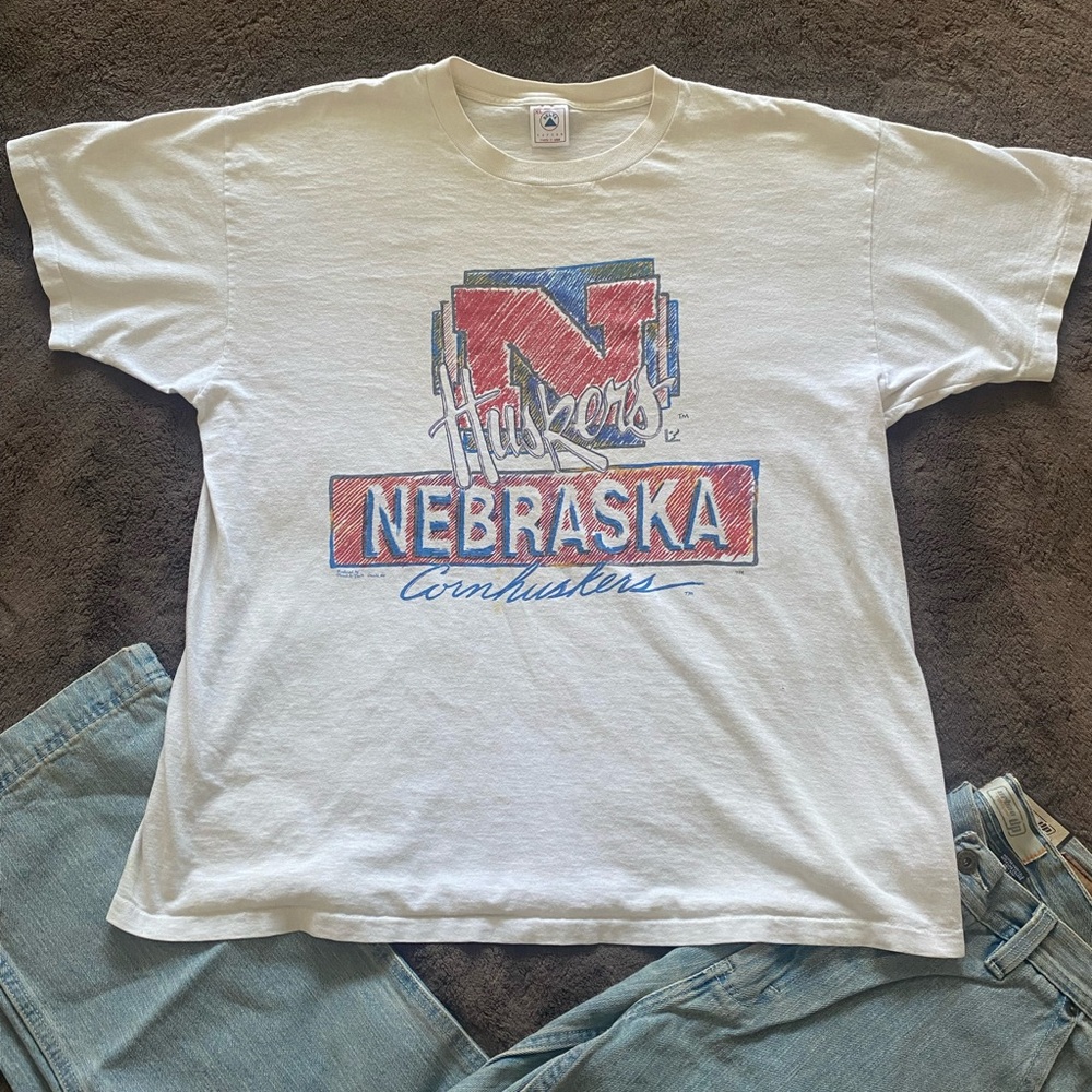 Nebraska Cornhuskers Football Vintage White T-Shirt XL